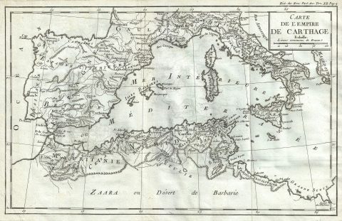 1770 Delisle de Sales Map of Carthage (North Africa, Spain, Italy)