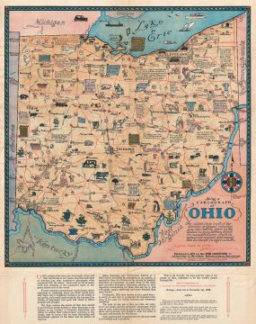 1933 Sewah Studios Pictorial Map of Ohio (The Chicago World's Fair)