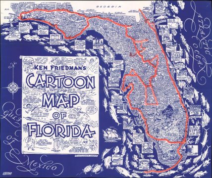 1938 Friedman Cartoon Pictorial Map of Florida