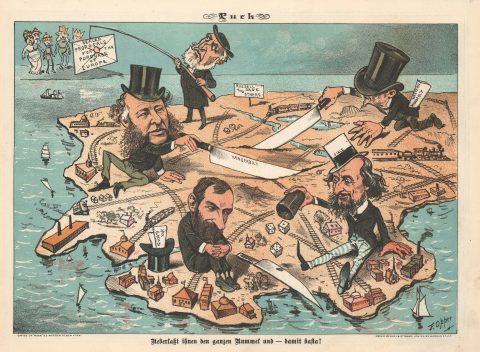 1882 Opper Political Cartoon Map of the United States Carved Up by Millionaires