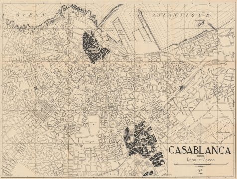 1941 Maroc Presse City Map or Plan of Casablanca, Morocco