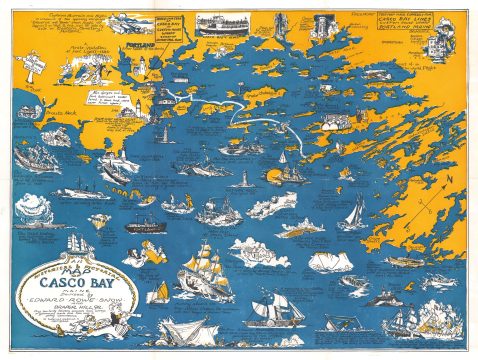1950 Snow and Hill Map of Casco Bay, Portland Area, Maine