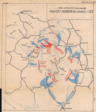 1950 Serbian Battle Map of the Fifth Enemy Offensive During World War II