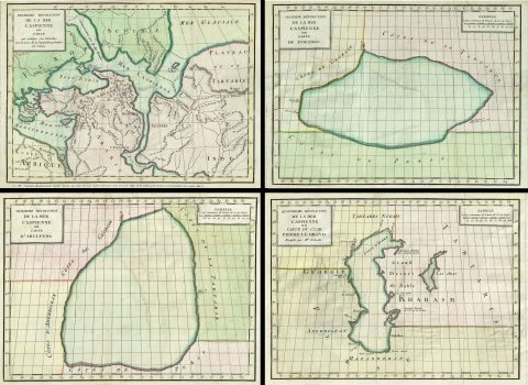 1792 Delisle de Sales Map of the Caspian Sea in 4 Eras (4 Maps)