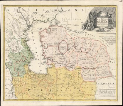 1735 Homann / Maas Map of the Caspian Sea, Persia, Uzbekistan: Proof State