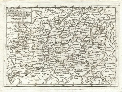 1749 Vaugondy Map of Castile, Spain