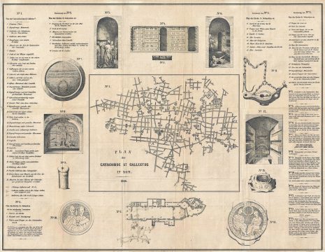 1849 Map of the Catacombs of Callixtus or Cemetery of Callixtus, Rome