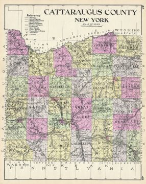 1912 Century Map of Cattaraugus County, New York