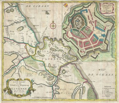 1760 Tirion Map of the Island of Cayenne, French Guyana