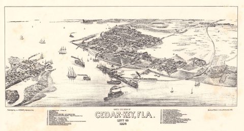 1884 Stoner Bird's-Eye View of Cedar Key, Florida