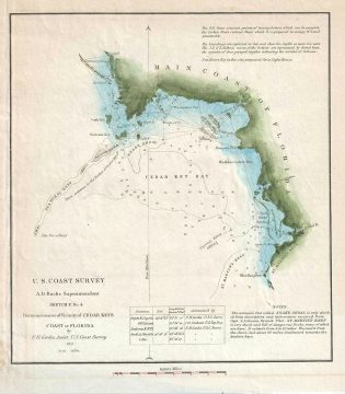 1851 U.S. Coast Survey Chart or Map of Cedar Keys and Vicinity, Florida