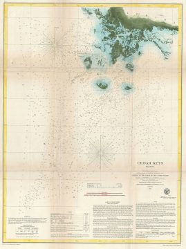 1861 U.S. Coast Survey Chart or Map of the Cedar Keys, Florida