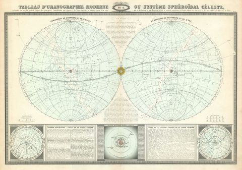 1860 Garnier Celestial or Star Map in Two Hemispheres