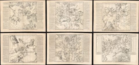 1693 Pardies Set of 6 Celestial Maps: Stars, Constellations, Comets