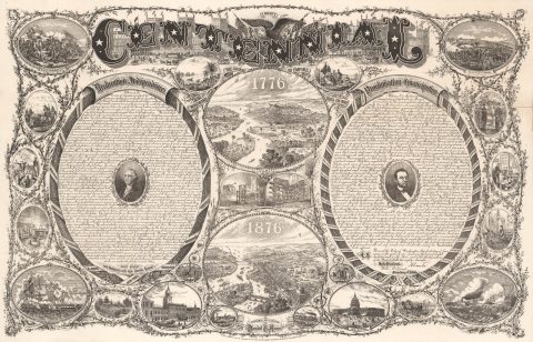 1876 Ames Broadside Celebrating the Centennial of the Declaration of Independence