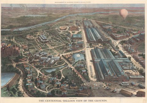 1876 Harper's Bird's-eye View of the Philadelphia Centennial Exposition