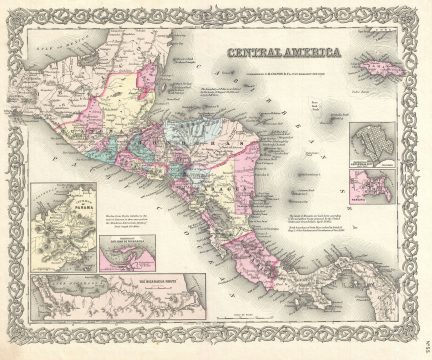 1855 Colton Map of Central America and Jamaica