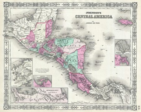 1864 Johnson Map of Central America