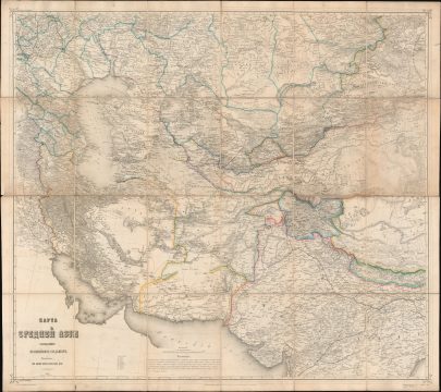 1873 Russian Topographical Depot Map of Central Asia (Great Game / Spycraft)