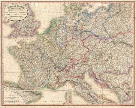 1818 Laurie and Whittle Case Map of Central Europe