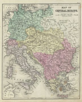 1879 Warren Map of Central Europe: Italy, Greece, Autria, Germany, European Turkey