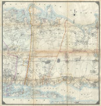 1896 Hyde Map of Central Long Island, New York (Huntington, Islip, Smithtown, Babylon)