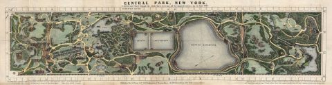1865 Louis Prang Map of Central Park, New York City