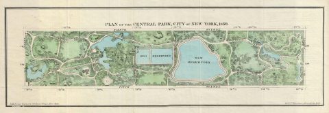 1860 Valentine Map or Plan of Central Park, New York City