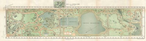 1870 Vaux and Olmsted Map of Central Park, New York City
