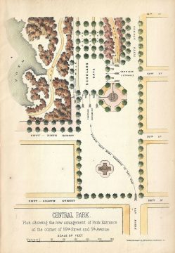 1867 Vaux and Olmsted Map of the Southeast Corner of Central Park (Grand Army Plaza), New York Ci
