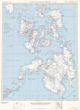 1944 Army Map Service Road Map of the Central and Southern Philippines