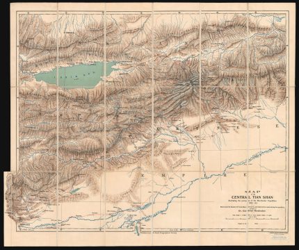 1905 Merzbacher Map of Western China and Kyrgyzstan: Tian Shan Mountains