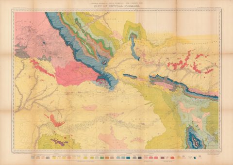 1878 Hayden Geological Map of Central Wyoming