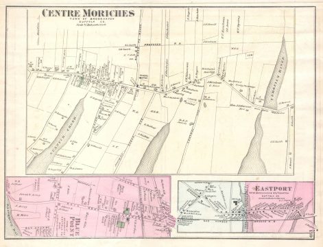1873 Beers Map of Moriches, Eastport and Southampton, Long Island, New York
