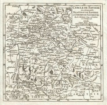 1748 Vaugondy Map of Bavaria and Salzburg, Germany