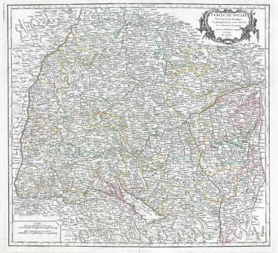 1751 Vaugondy Map of Swabia, Germany