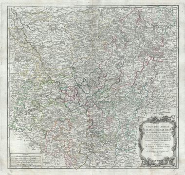 1753 Vaugondy Map of Upper and Lower Rhine, Germany