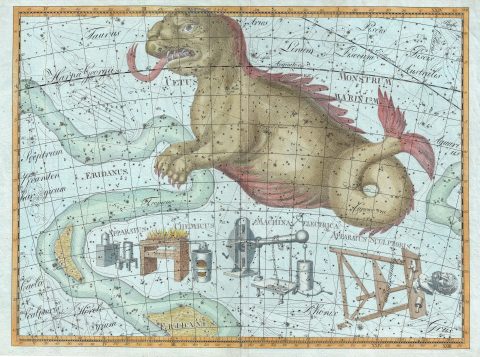 1801 Bode Celestial Chart or Start Map of Cetus Constellation (Sea Monster) (elephant folio)