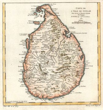 1750 Bellin Map of Ceylon or Sri Lanka