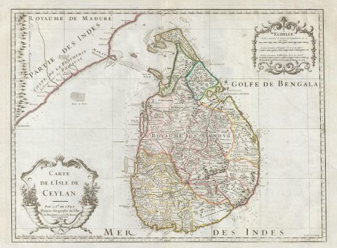 1782 De L'Isle Map of Ceylon or Sri Lanka