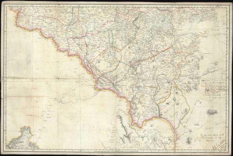 1856 Walker Map of Chandrapur w/Indian Mutiny Mansucrirpt field notes