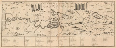 1727 Valentijn Map of the Chao Phraya River, Thailand (Bangkok)