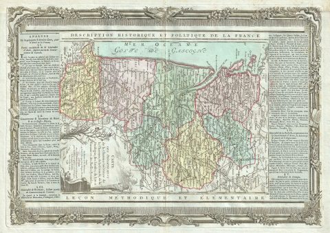 1786 Desnos and de la Tour Map of the Aquitaine and Charente Regions of France