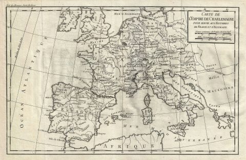 1770 Delisle de Sales Map of Europe during the Empire of Charlemagne