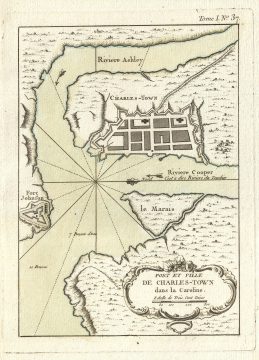 1764 Bellin Map of Charleston, South Carolina