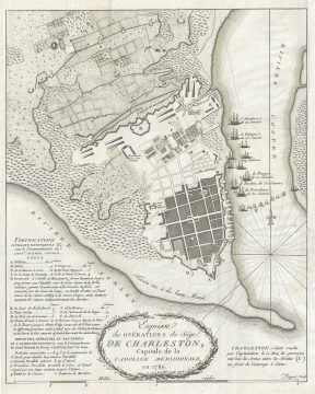 1787 Picquet Map of Charleston illustrating the Siege of Charleston