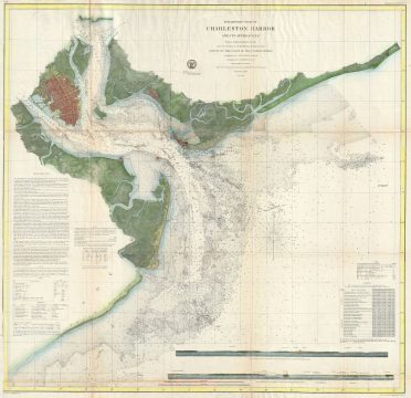 1856 U.S. Coast Survey Nautical Chart of Charleston Harbor, South Carolina