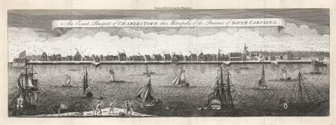 1779 London Magazine View of Charleston, South Carolina (after Bishop Roberts)