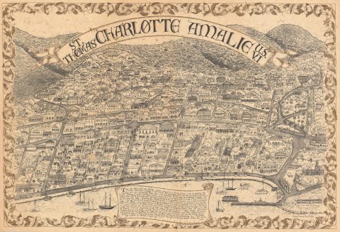 1970 Jacobs / Grogan Pictorial Map of Charlotte Amalie, St. Thomas, Virgin Islands