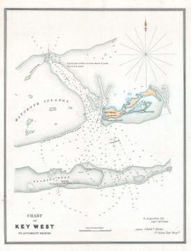 1843 Blake Nautical Chart or Map of Key West, Florida